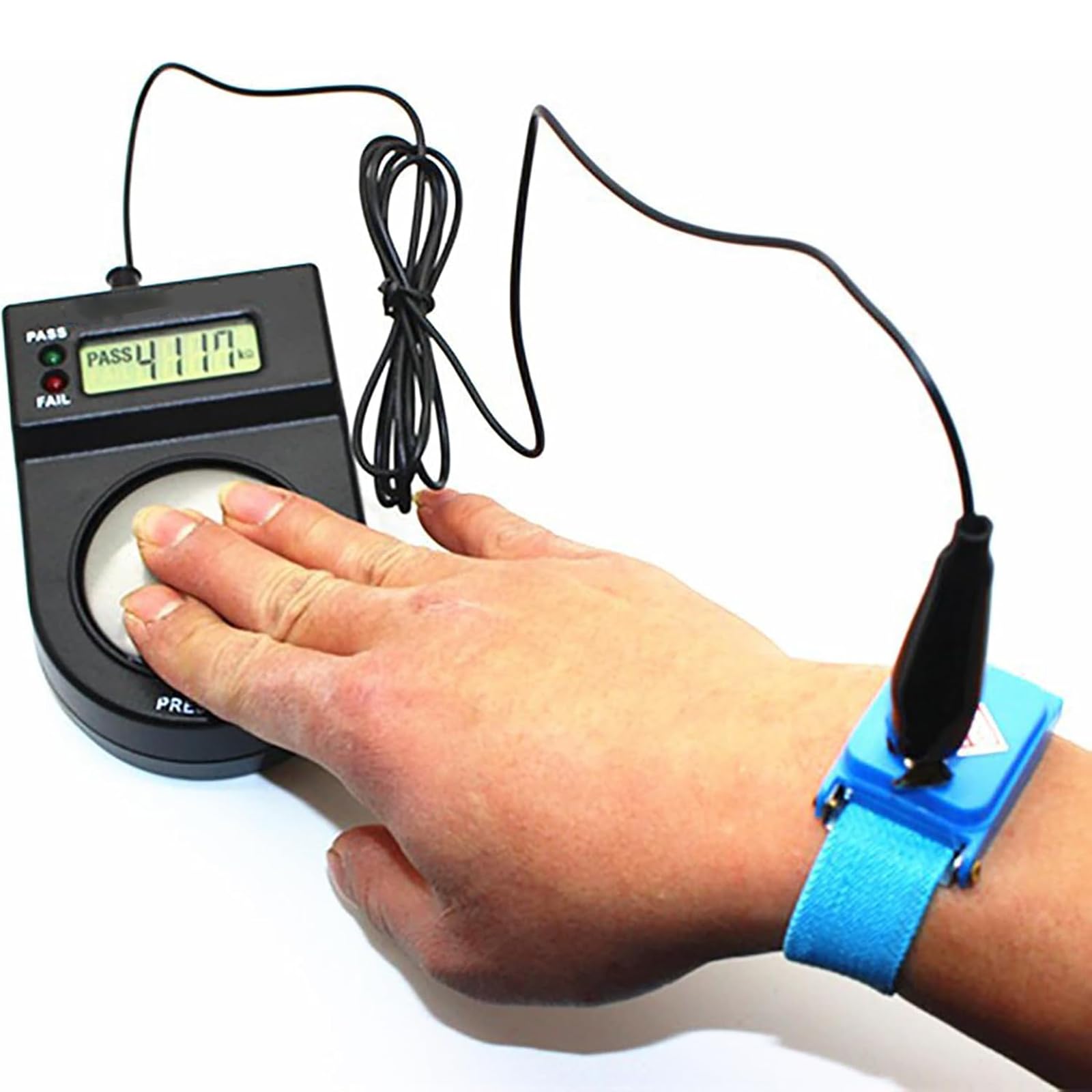 Tester per Braccialetti Antistatici, Tester Antistatico ESD per Braccialetti Antistatici per Misurazioni con Braccialetti Antistatici Cablati/Wireless, Segnale Acustico di Sicurezza
