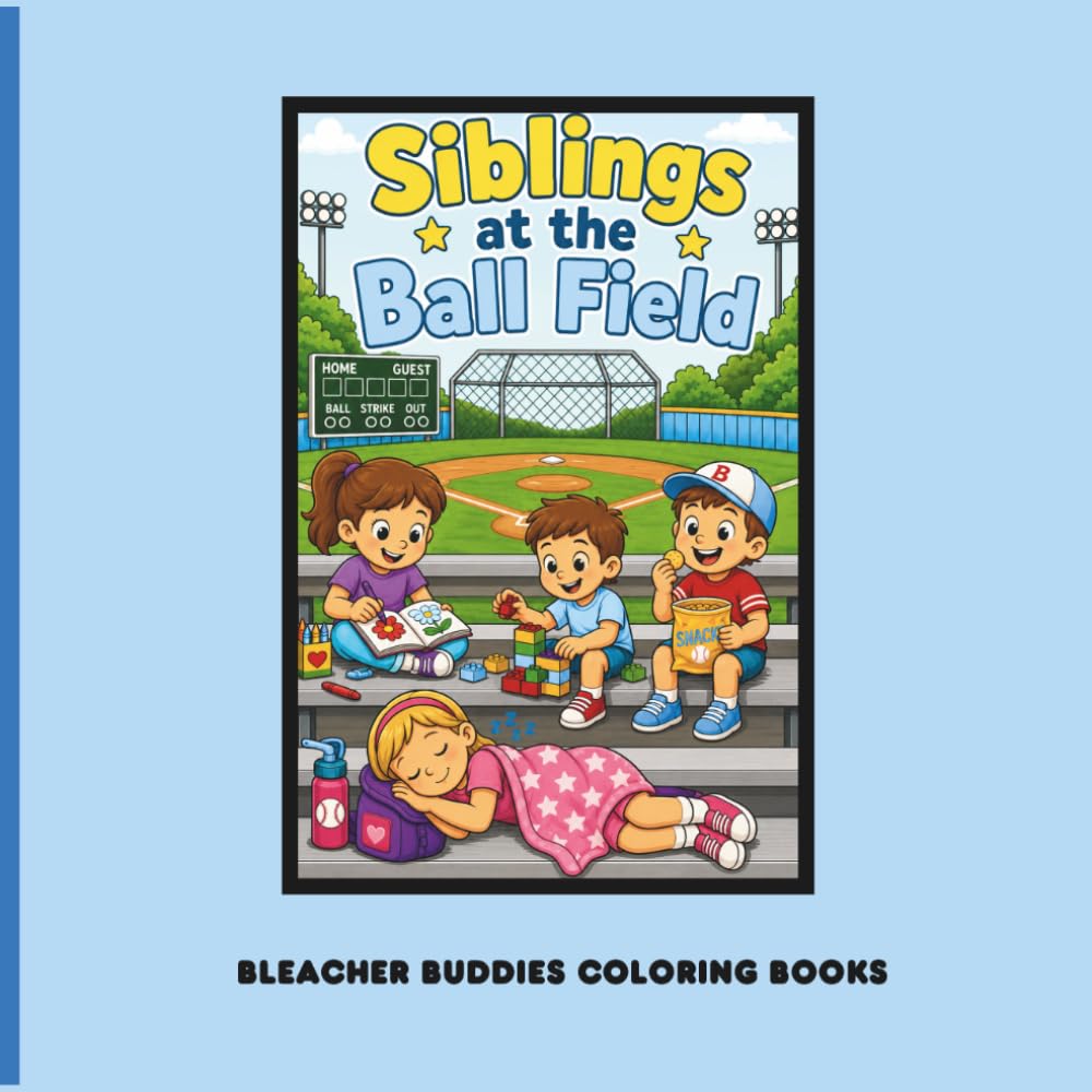 Siblings at the Ball Field: A Baseball Coloring Book for Kids Celebrating Brothers, Sisters, Teamwork, and Game-Day Fun