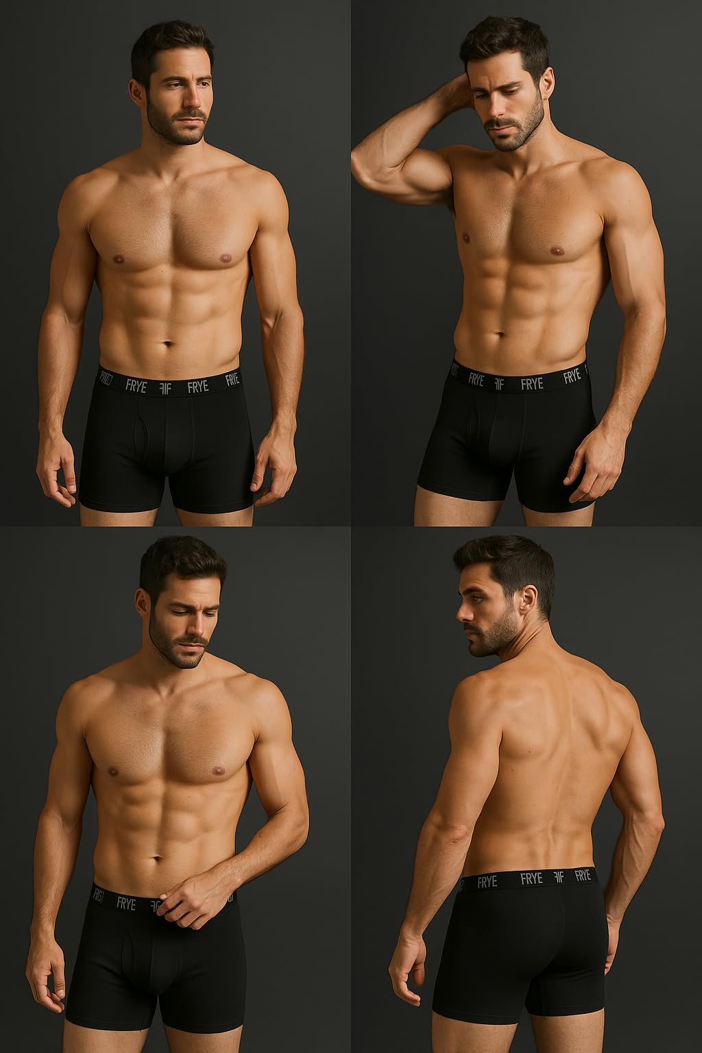 Frye Mens Stretch Boxer Briefs 4-Pack, Spandex-Cotton Boxer Briefs Pack of 4, Mens Underwear Stretch (Navy, Medium)