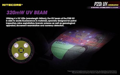 Miniatura 6 de COMBO: Nitecore P20i UV (P20iUV) Linterna LED recargable USB-C con funda y batería extra NL2150HPi incluida, 1800 lúmenes