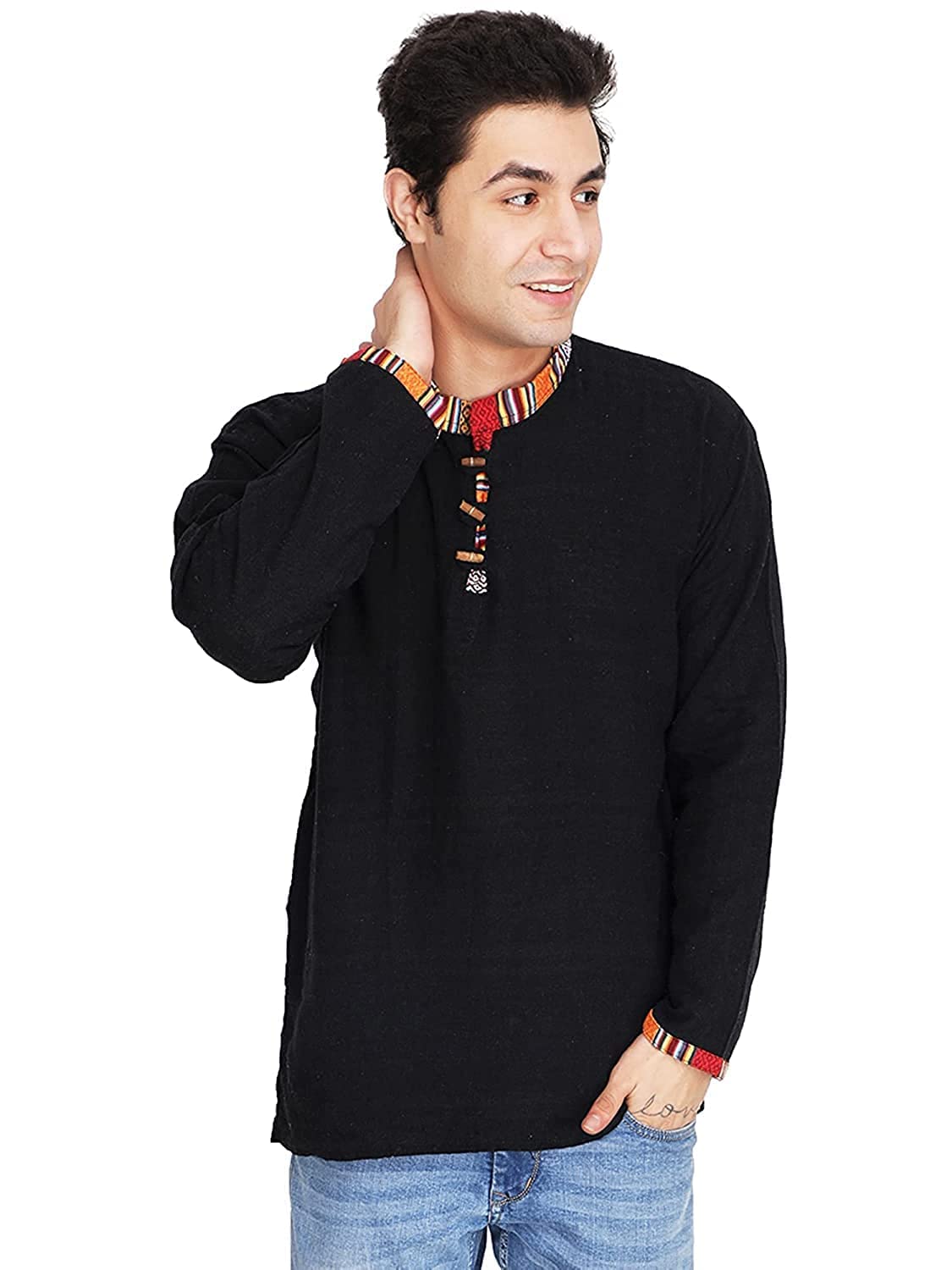 ukal Indian Mens Summer Fashion Cotton Khadi Ethnic Shirt-Short Kurta-picture-34