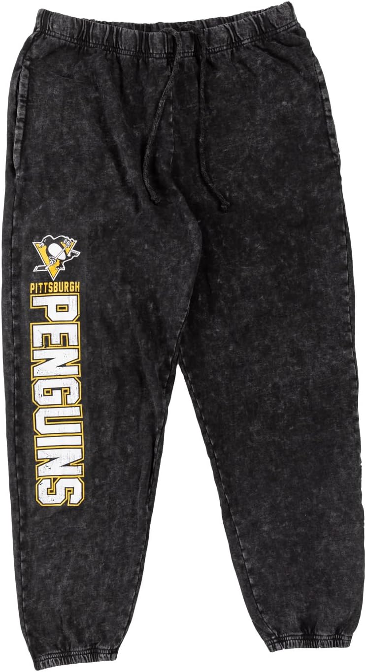 Calhoun NHL Mens Acid Wash Cotton Fleece Athletic Jogger Style Sweatpants