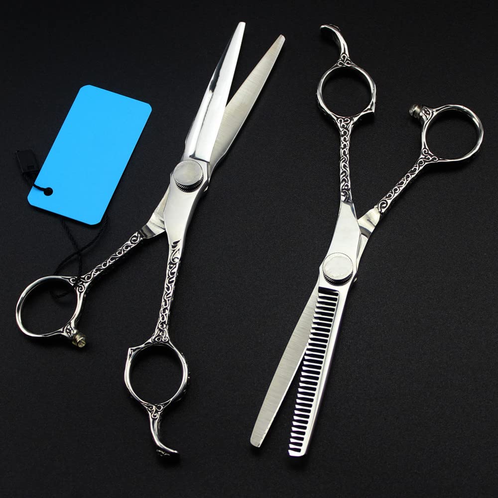 Haarschneideschere, 6 Zoll, Professionelle Schere Aus Japan440C-Stahl, Durchbrochene Haarschere, Zum Schneiden Von Haaren, Zum Effilierscheren Für Friseure,Satz-Q