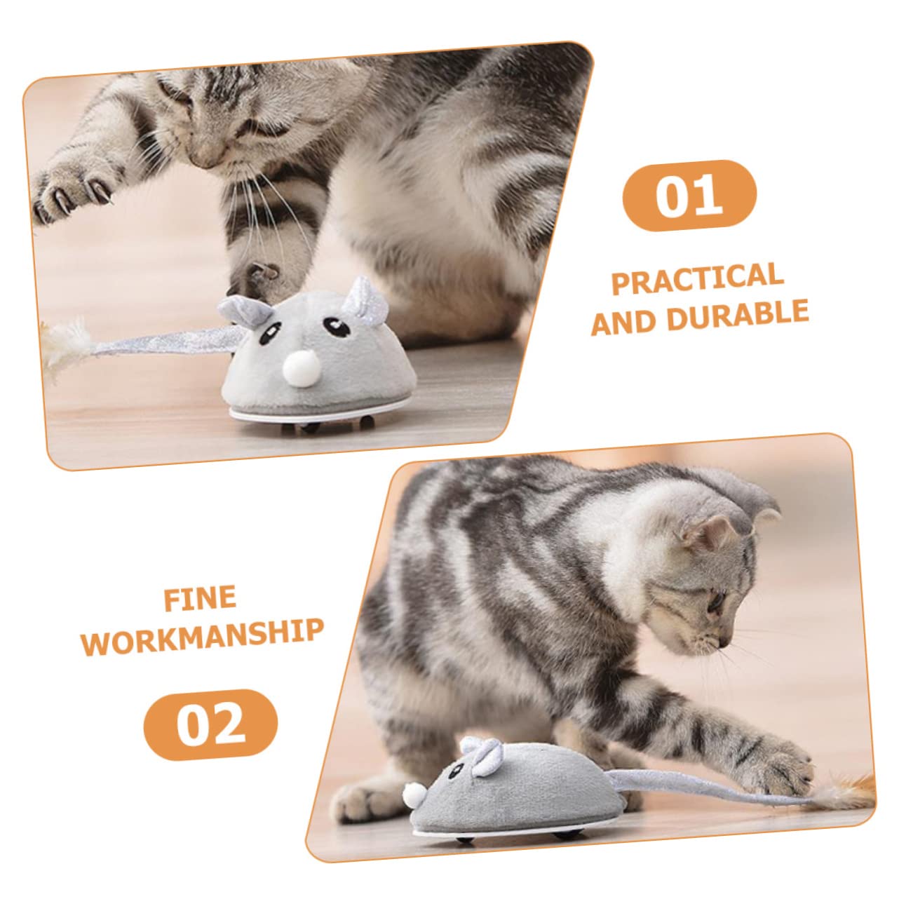 INOOMP 4stücke Interaktives Katzenspielzeug Elektrische Mäuse Für Indoor-Katzen Aufladbar Fördert Spaß Und Bewegung Für Spielende Katzen Schützt Möbel Vor Kratzern
