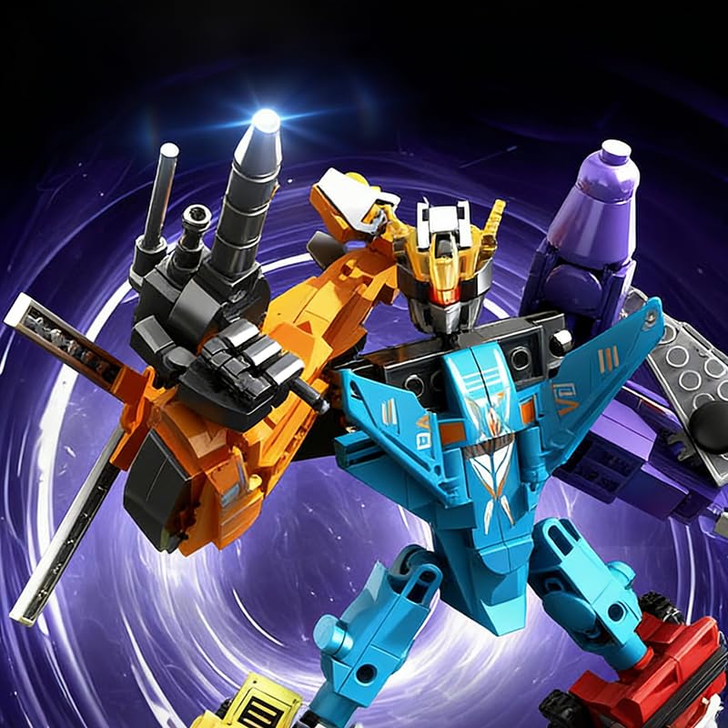 Image of SKY LINE OCEAN 6-in-1 Bugle Call Robot Building Blocks Set, 881 Pieces Transforming Mecha Construction Toy, STEM Educational DIY Kit for Kids Boys & Girls Ages 6+