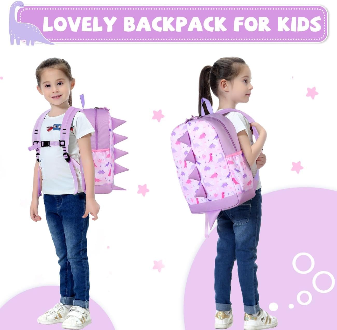 VASCHY Dinosaur Toddler Backpack, Cute Little Boys Girls Kids Schoolbag Bookbag w Chest Strap - Image 7