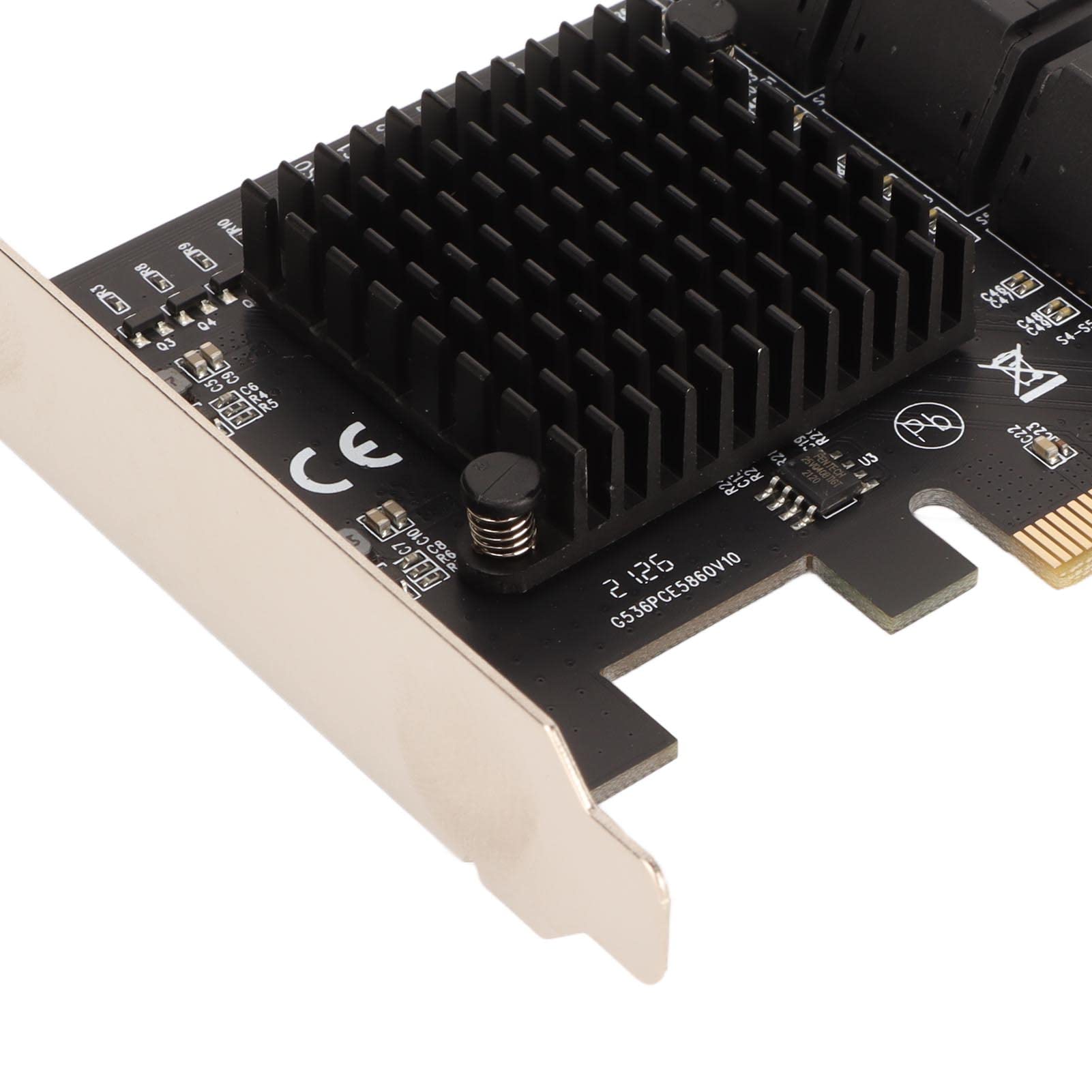 Tarjeta de Expansión PCIe 3.0 a 6 Puertos SATA, 6 Interfaces SATA3.0, Velocidad de Transferencia de 6 Gbps, Chip de Control Principal Jmb585 Pines Chapados en Oro Compatible con Windows 7 Compatible