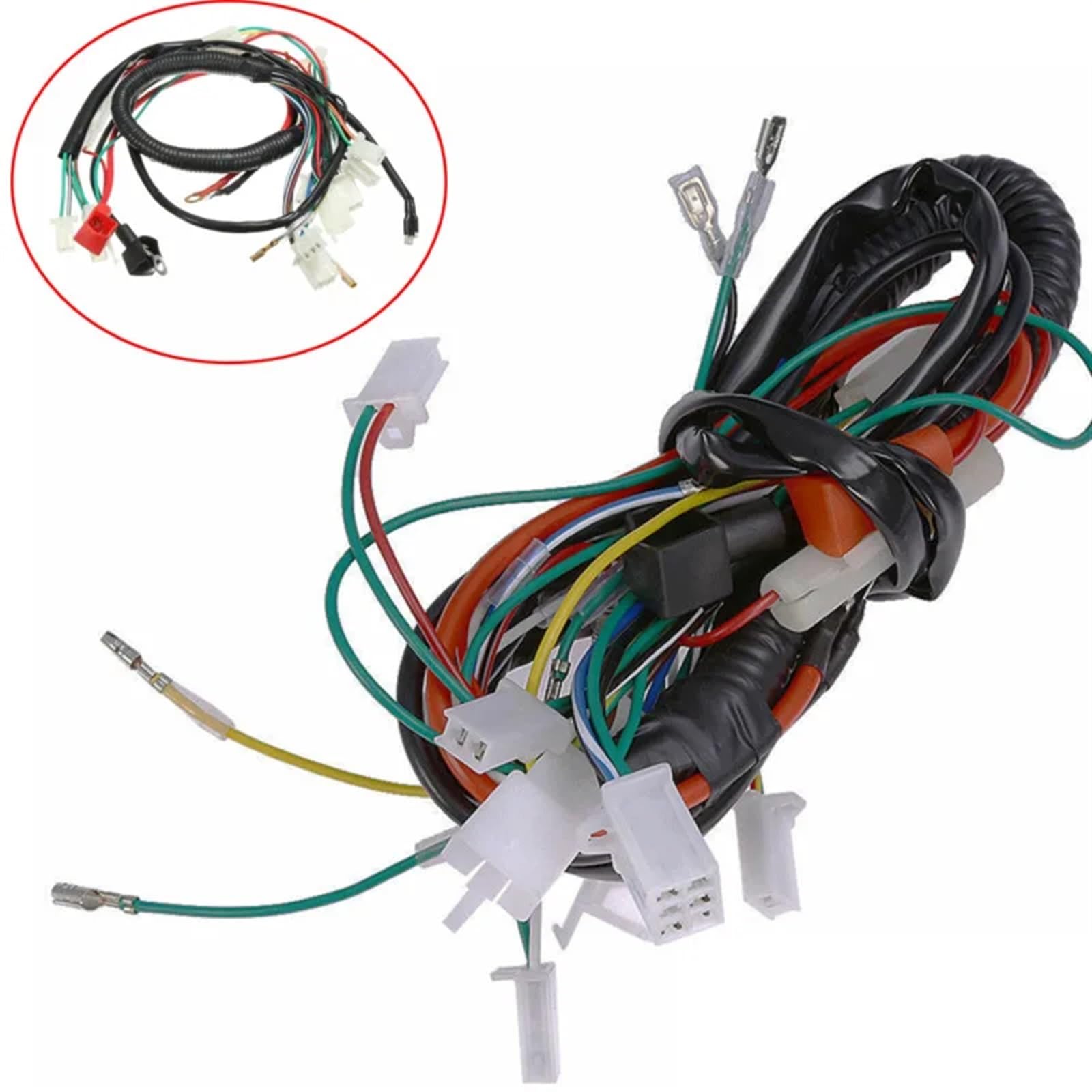 Kabelbaum FüR Motorrad Universelle elektrische Verkabelung for die meisten ATV UTV Quad 4 Wheeler 50cc 70cc 90cc 110cc 125cc Kabelbaum-Motorradzubehör FüR Motorrad