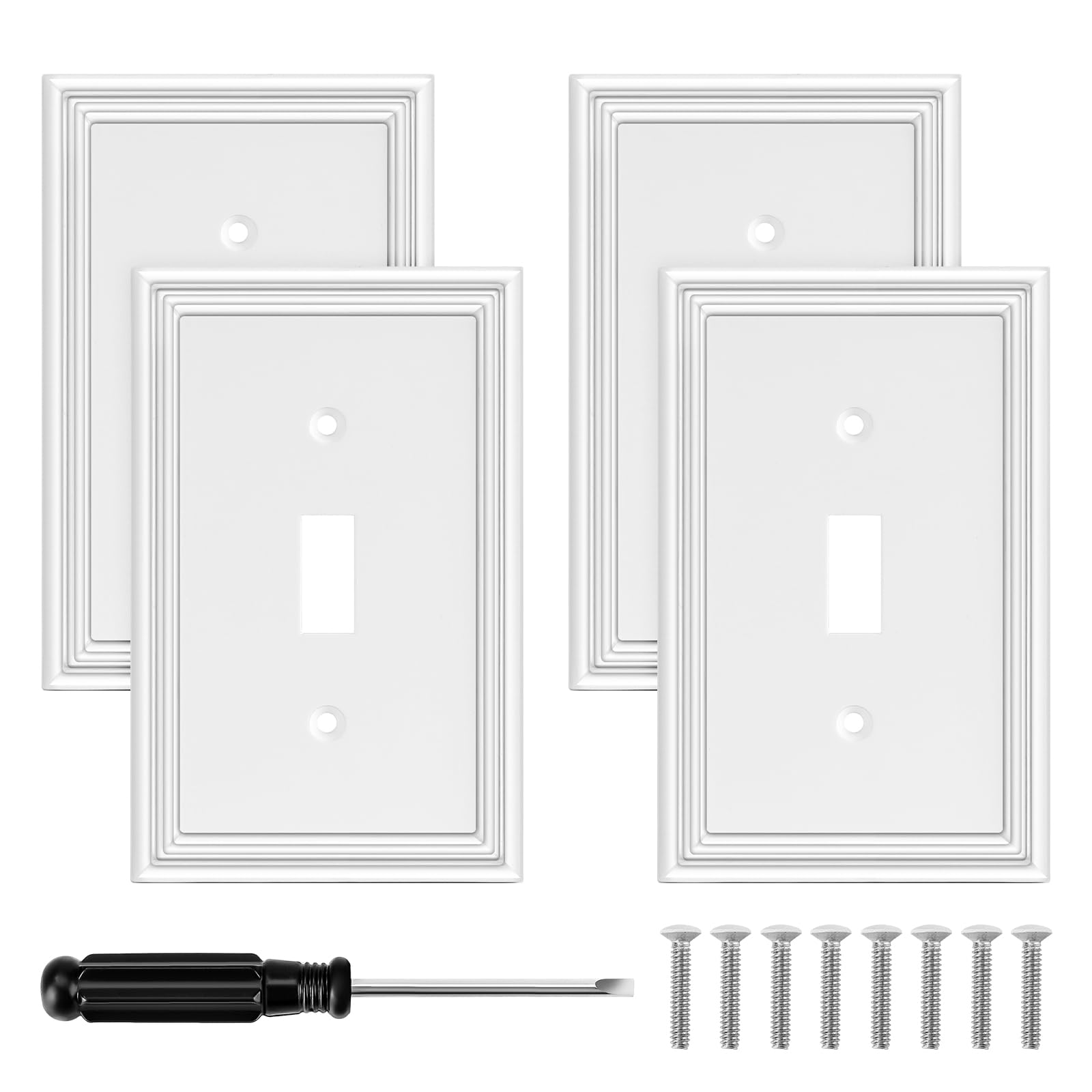 Bamboo Wall Plates - 4 Pack White -1
