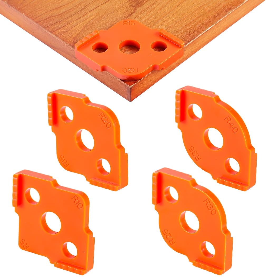 Set di 4 stencil per fresa angolare, in ABS duro per angoli arrotondati, fresatura CNC per la lavorazione del legno, per bordi e angoli puliti, R5 R10 R15 R20 R25 R30 R35 R40