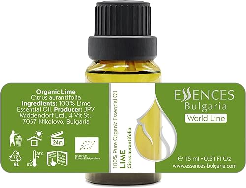 Miniatura 3 de Essences Bulgaria Aceite esencial de lima orgánico, 0.51 onzas líquidas, Citrus aurantifolia, 100% puro y natural, sin diluir, grado terapéutico,