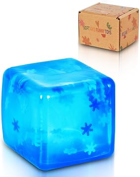 5cm Blue Snowflake Squishy Cube Slow Rising Fidget Toy | Soft TPR, Floating Snowflakes, squeeze toy, calm hands, stress relief, focus support, home, class, travel, kids and adults