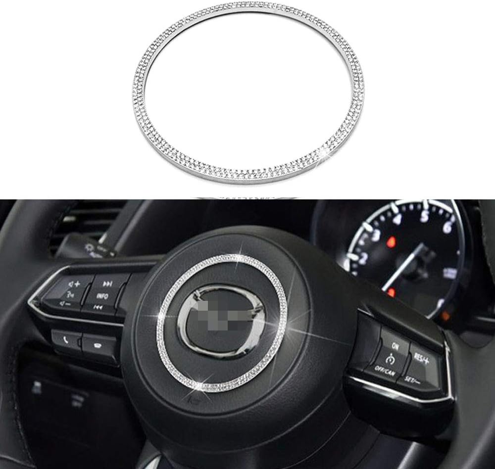 Senauto Bling Steering Wheel Cover Trim Ring Sticker for Mazda 2 3 6 CX-3 CX-4 CX-5 CX-9 MX-5