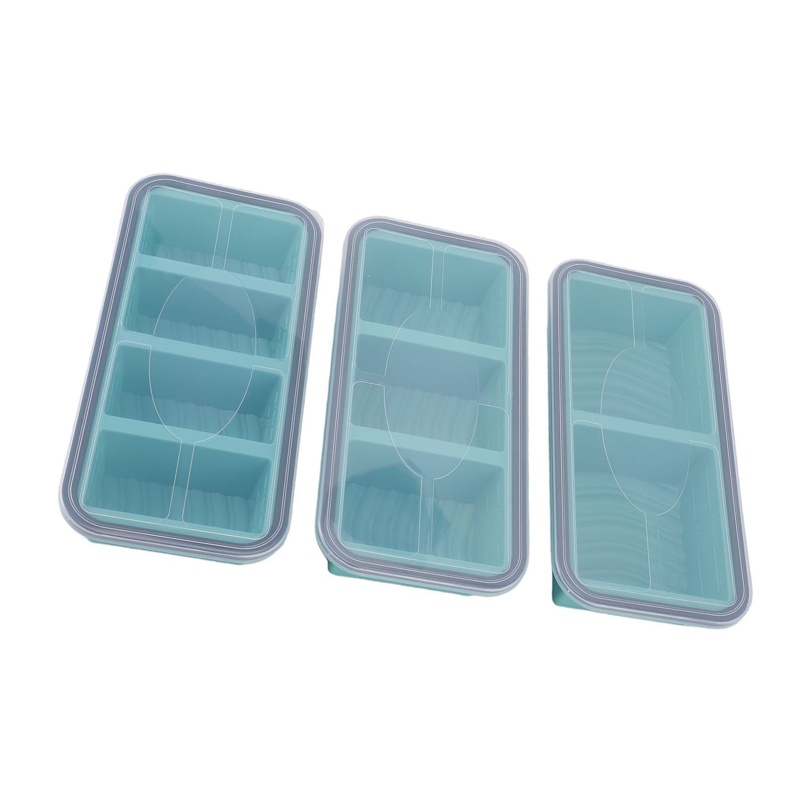 Stampo per Freezer in Silicone con Coperchi, 3 Pezzi con Linee di