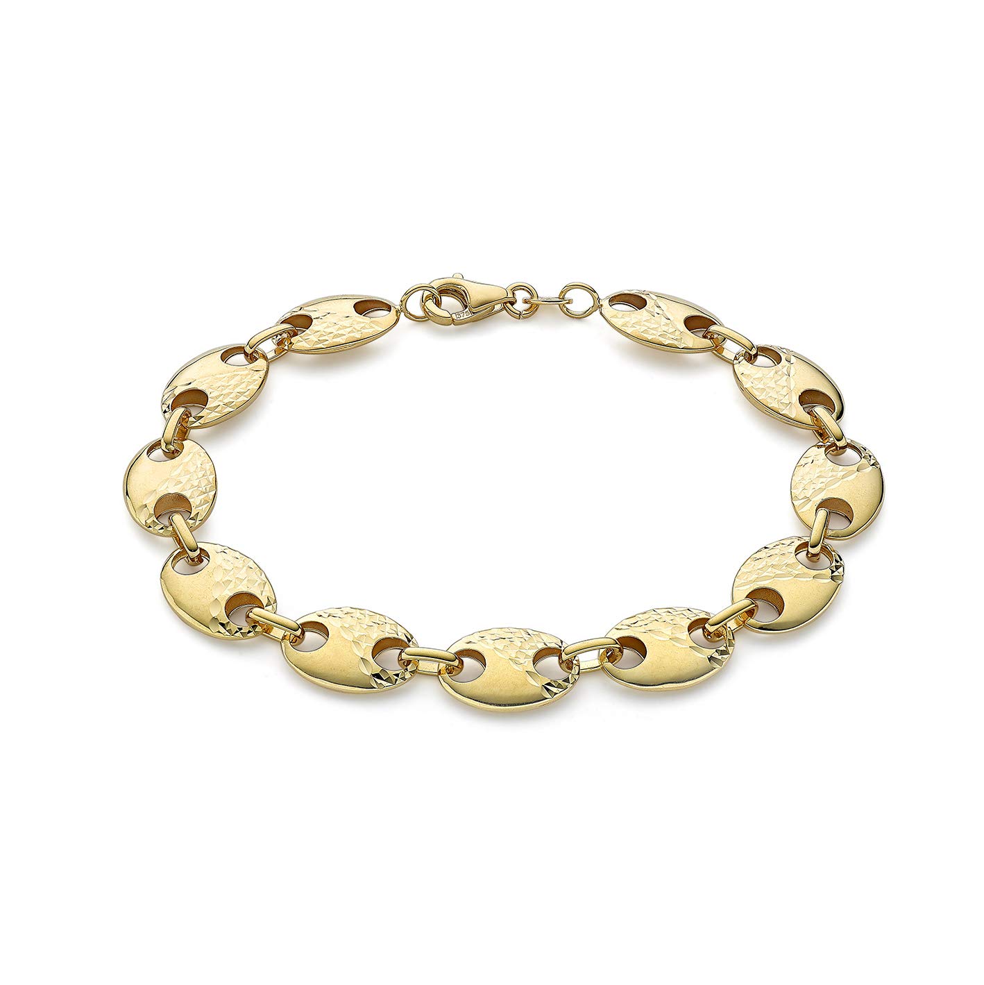 CARISSIMA Bracciale da Donna in Oro Giallo 9ct con Catena Rambo da 6.2mm, Lunghezza 19cm/7.5