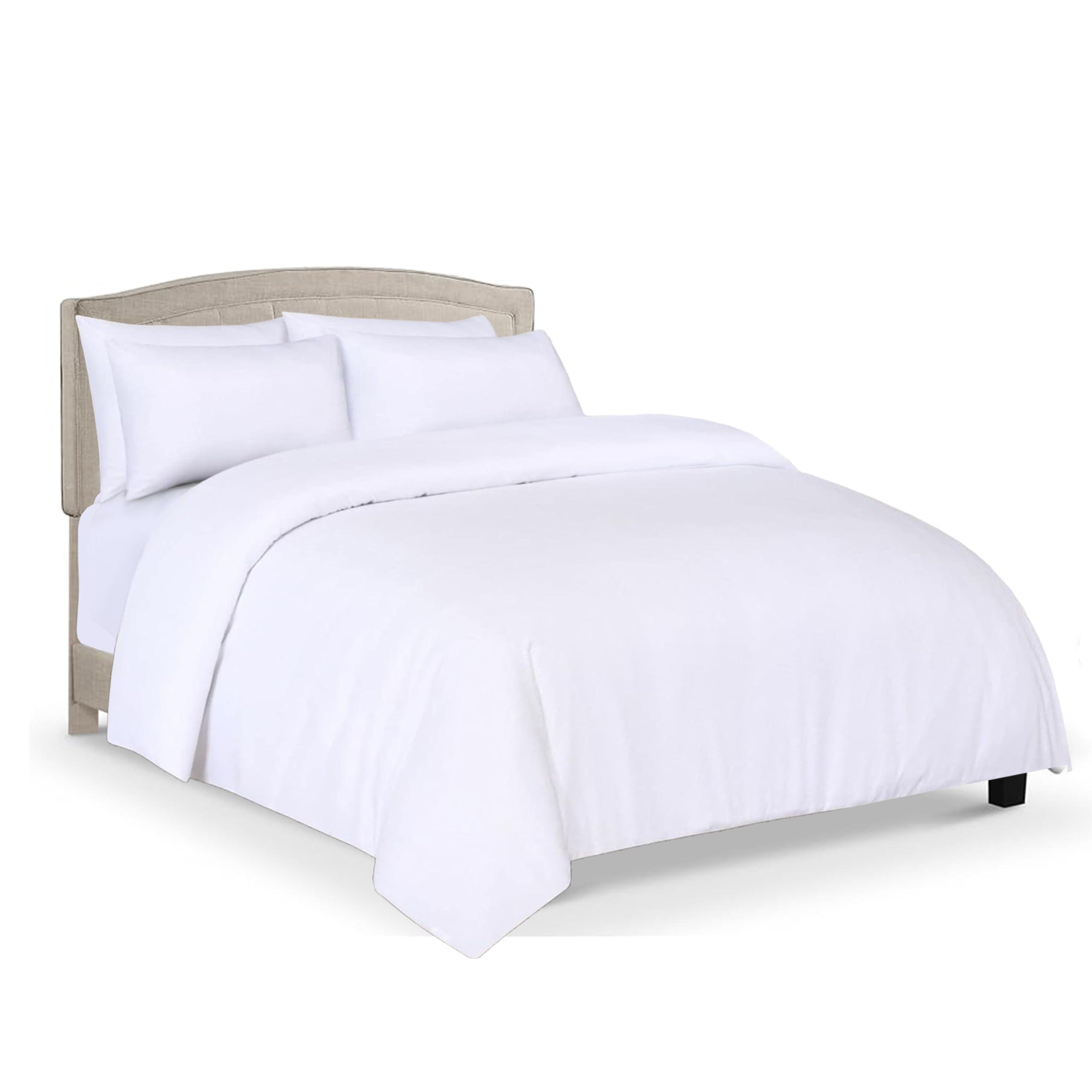 Siesta Zen Premium 100% Cotton Duvet Cover Set 200 Thread Count Percale weave Non Iron Easy Care Bedding Set with Free Pillowcases Lightweight & Hypoallergenic (White, Single)