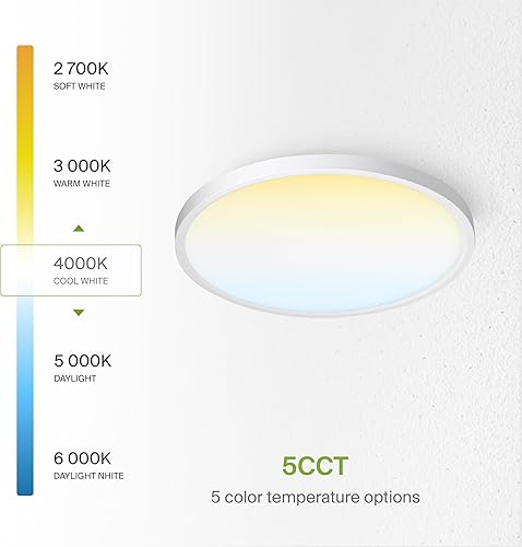 Miniatura 5 de ASD Lámpara LED de techo redonda de 12 pulgadas, iluminación de superficie de perfil bajo  5CCT, regulable, ultrafina, certificación ETL  24W 1900LM