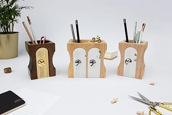 Suck UK Pen Holder For Desk | Stationary Organiser | Wooden Pen Pot | Novelty Pencil Sharpener | Desk Tidy | Office Accessories | Desk Accessories For Men | Wooden Pencil Pot | Teacher Gifts | Dark