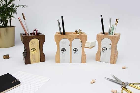 Suck UK Pen Holder For Desk | Stationary Organiser | Wooden Pen Pot | Novelty Pencil Sharpener | Desk Tidy | Office Accessories | Desk Accessories For Men | Wooden Pencil Pot | Teacher Gifts | Dark