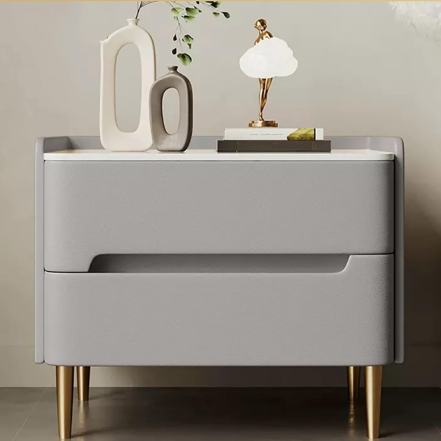 Table de chevet en bois massif double tiroir de rangement minimaliste moderne