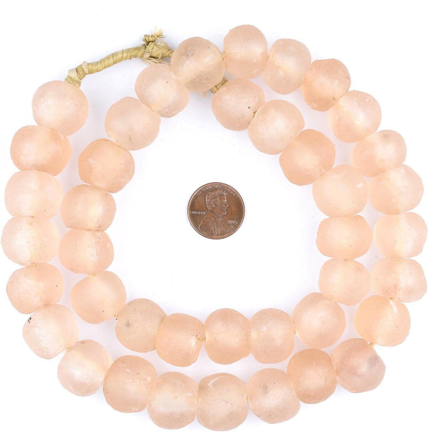 The Bead Chest African Recycled Glass Beads – Handmade in Ghana – Rose 18mm Strand for Jewelry Making, Crafts, and Home Decor I Approximately 35-40 Beads