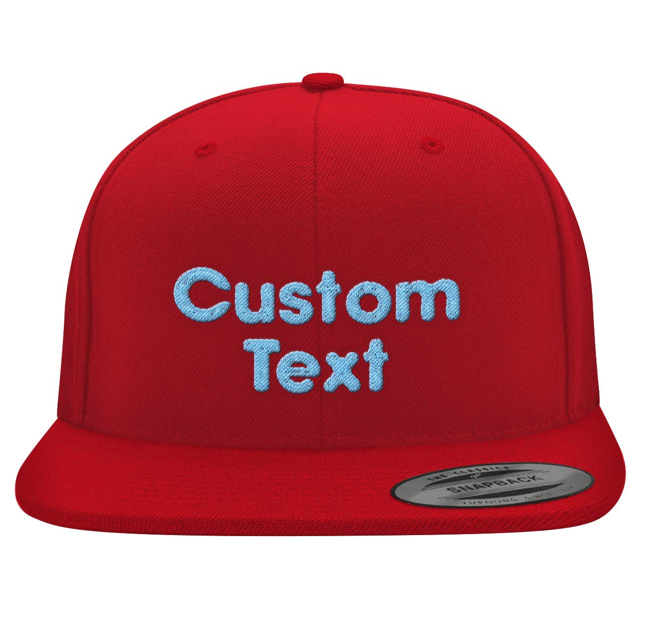 Custom Text - Yupoong 6089 Structured Flat Bill Snapback Hat CP07 | Personalized Unisex Baseball Cap | Your Design Here