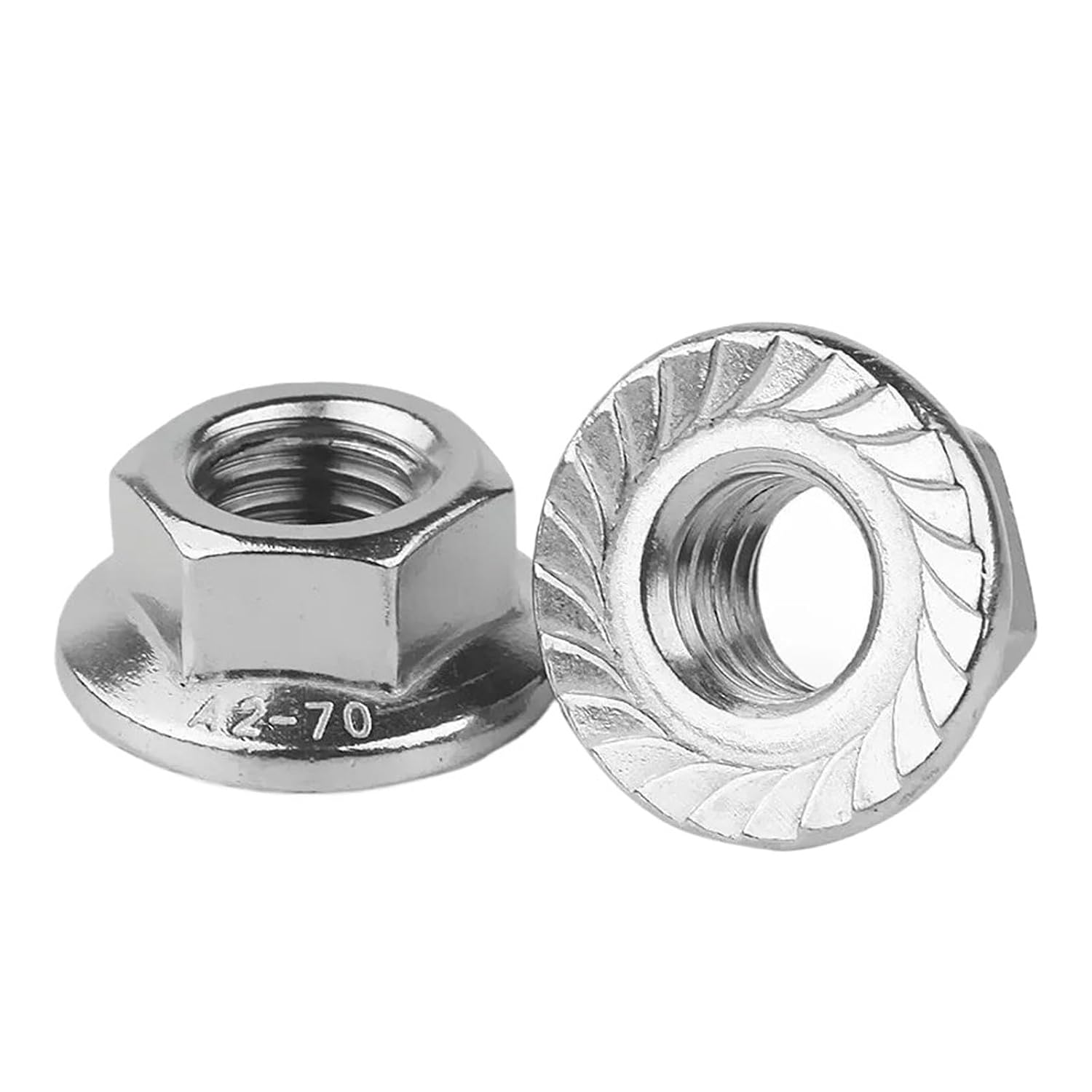Hex nut with Flange, 304 Stainless Steel Hexagon Flange Nut Flange Lock Nuts Slip Self-Locking with Tooth(M3)