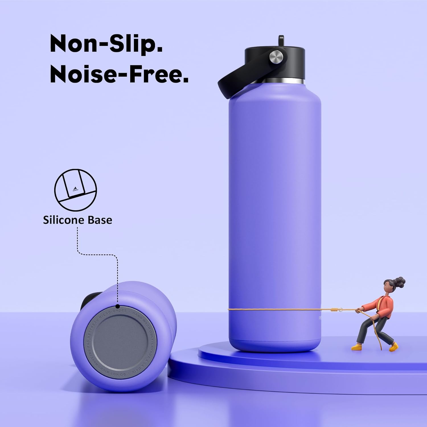 POWCAN 24 oz Travel Water Bottle: Standard Mouth, Leakproof, BPA-Free, Easy Hold Handle, Insulated Stainless Steel Thermos with Straw for School, Outdoors, Teens, Running, Sport, Trip (Violet's Tale) - Image 6