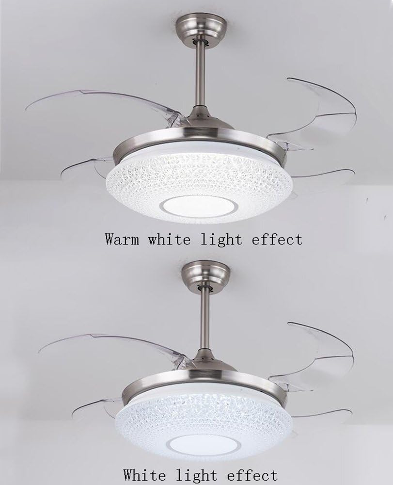 YUEGOO Ceiling Fans with Lamps,Led Simple Remote Control Stealth Fan Light 42-Inch Bedroom Dining Room Living Room Silent Ceiling Fan Light