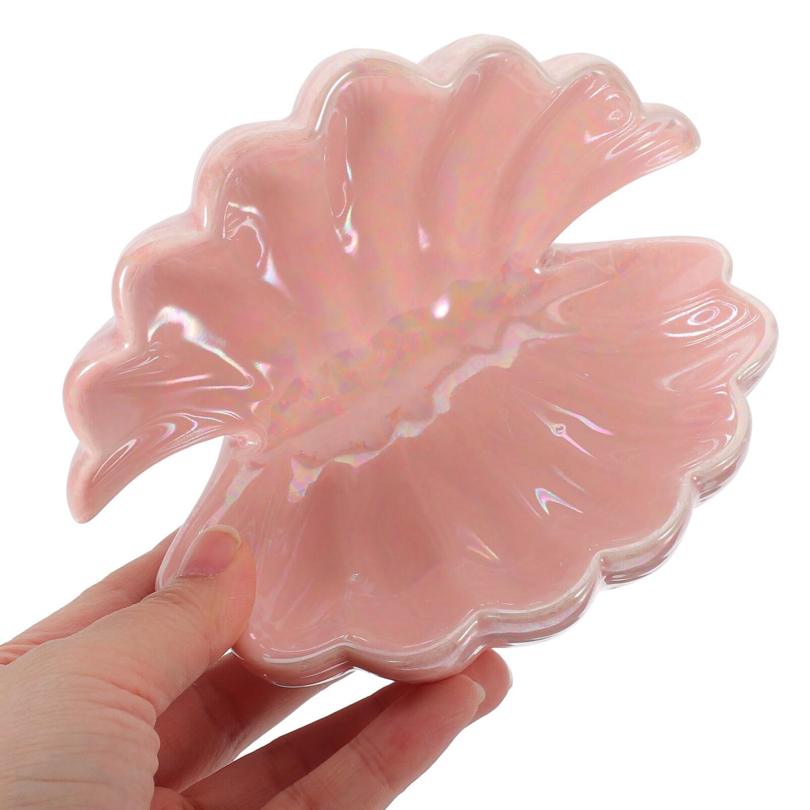 Vassoio Rosa Ceramica Forma in di Conchiglia Gioielli | Piccolo Vassoio Decorativo, Design Giocoso e Delicato, Finitura Lucida