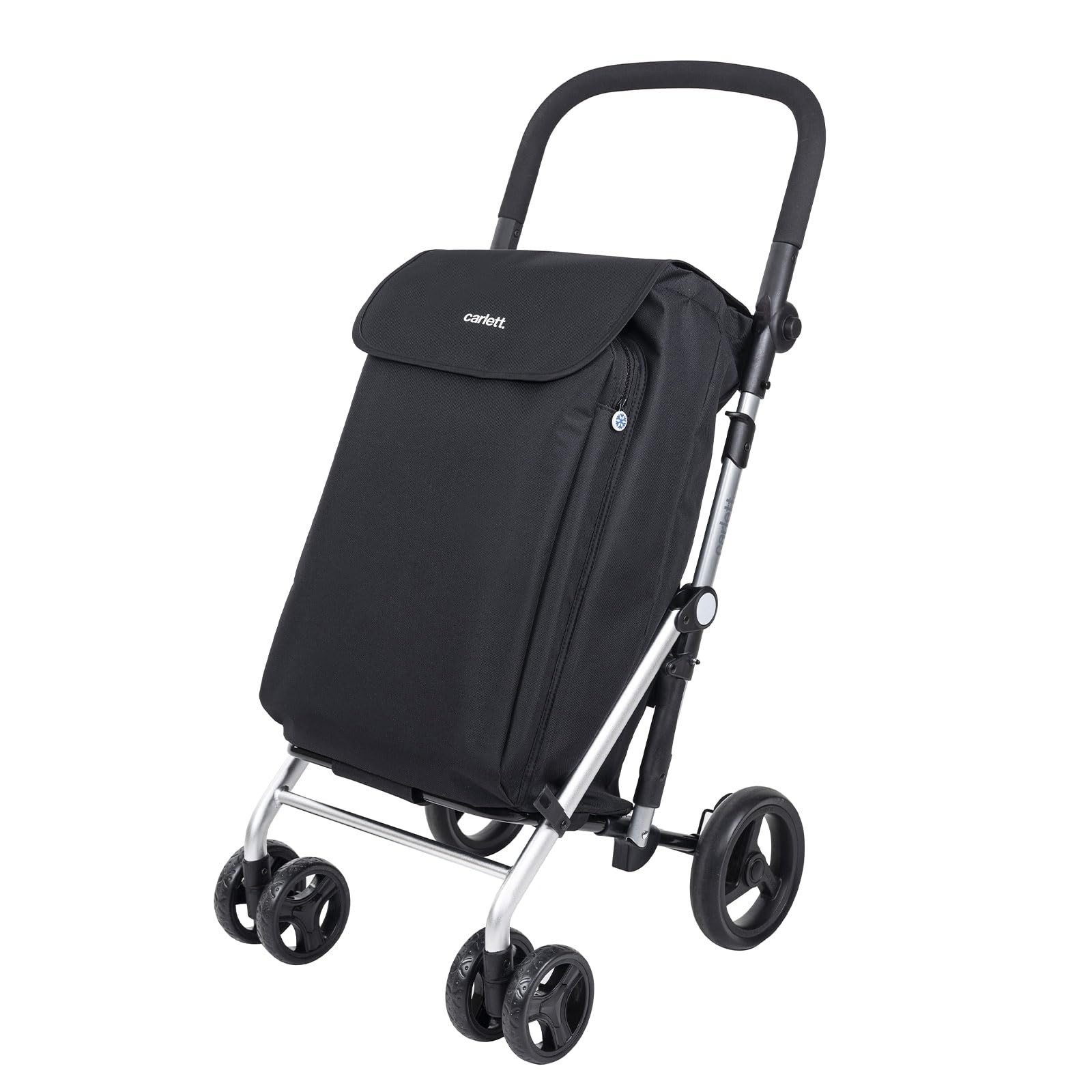 Carlett Einkaufstrolley Klappbar Groß 58L/68L Einkaufswagen Klappbar Mit Kühlfach, Bremse, 4 Räder, Abnehmbar, Griff Verstellbar, Shopping Trolley Foldable Shopping Cart XXL, Lite Family Volcano (68L)