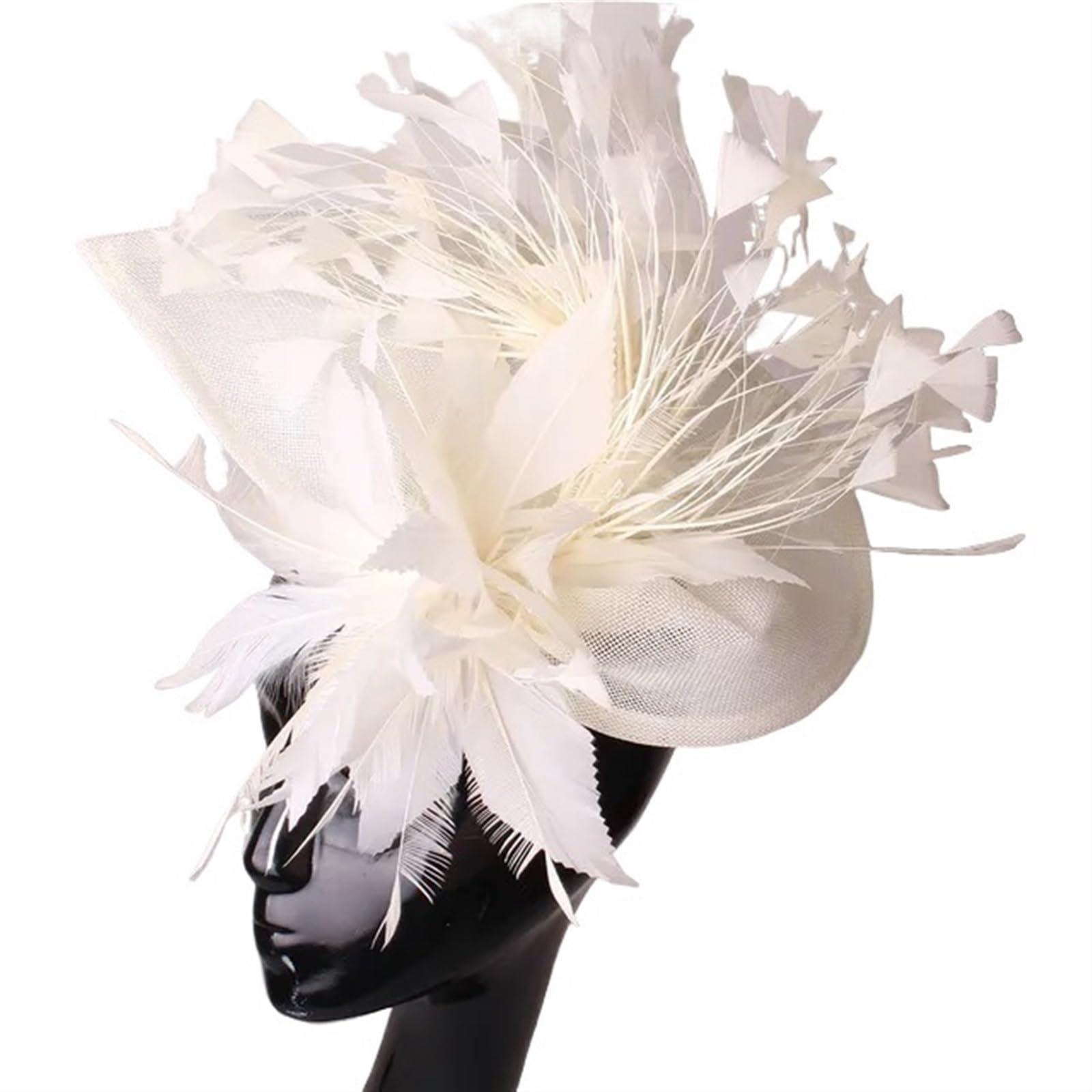 UALXPAO Wedding Hats Gorgeous Fascinator Hat With Clips Elegant Women Fancy Feathers Wedding Hats Bridal Hair Accessories Lady Millinery for Tea Party,Weddings(Beige)