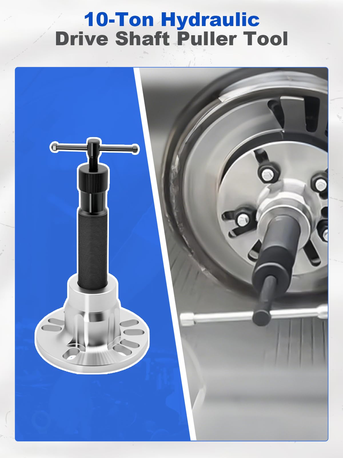 10T Hydraulischer Radnaben Abzieher Profi-Set, Universell für 4/5-Loch Felgen (96-125mm), Antriebswellen Ausdrücker mit manueller Hydraulikpumpe