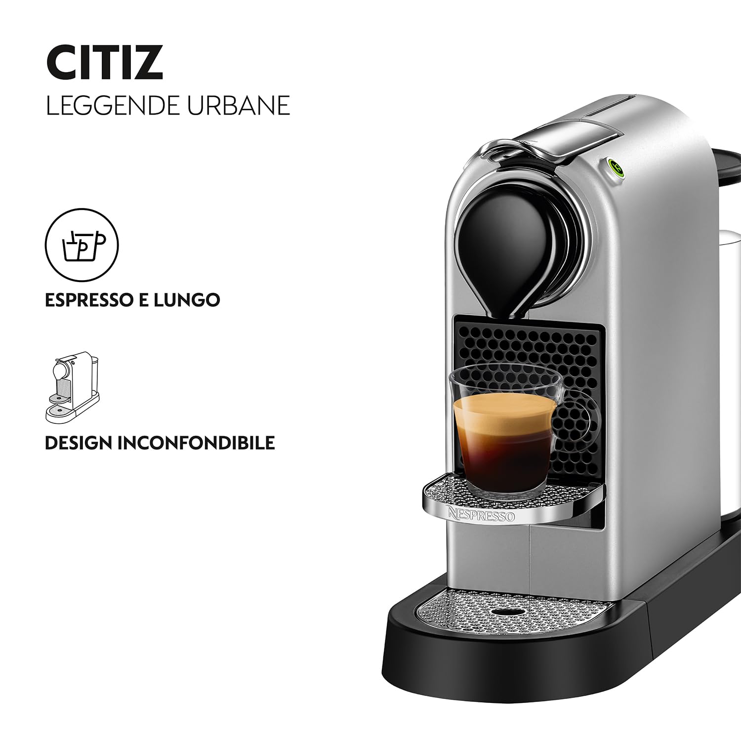 Nespresso Citiz XN741B, Macchina da caffè di Krups, Sistema Capsule Nespresso, Serbatoio acqua 1L, Colore Argento