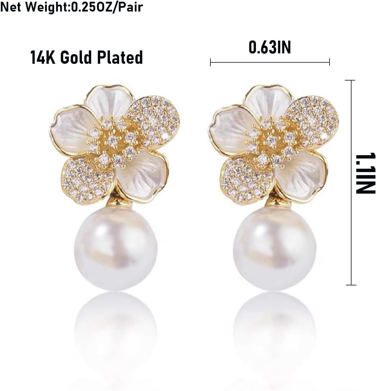 Pearl Flower Earrings for Women,Elegant Petal Pearl Earrings,for Women Mom Perfect Wedding and Party Jewelry Ideal for Everyday Wear-White - Image 4