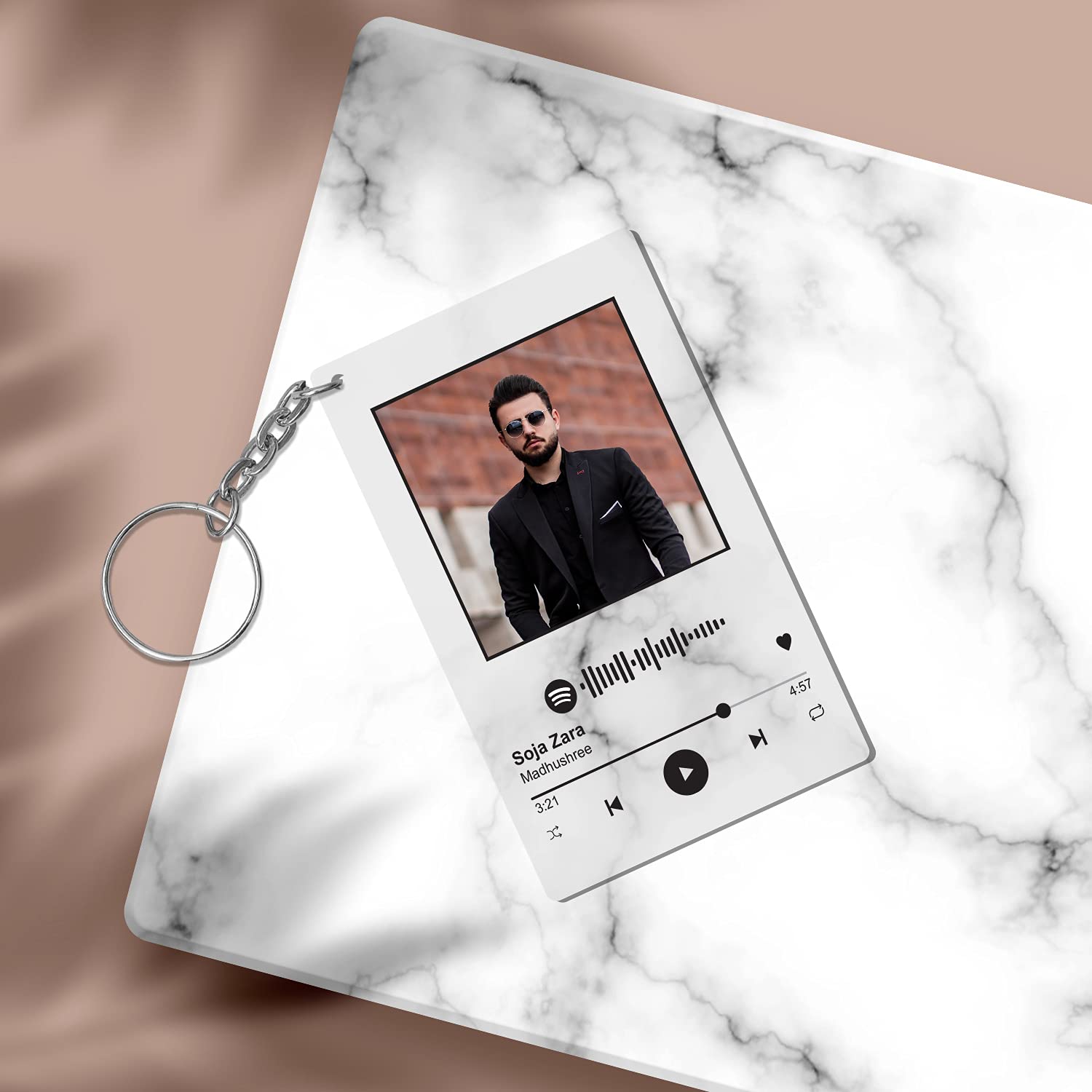 Gifteee Spotify Keychain With Song Code & Photo | Personalized Gifts With Scannable Song Code | Size (51 X 76 mm)