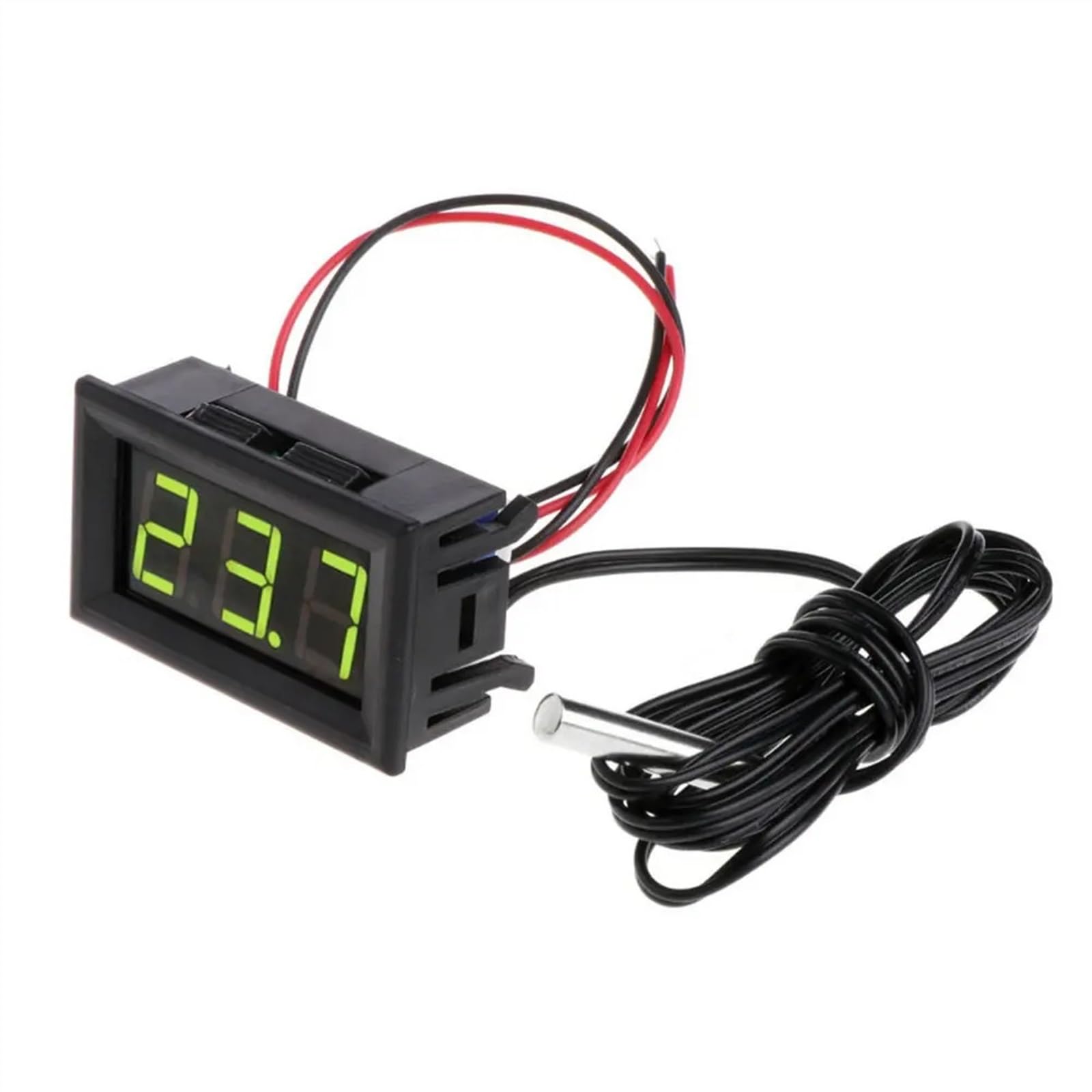 Cyfrowy termometr LED 5 V 12 V 0,56 cala do samochodu, do użytku wewnątrz i na zewnątrz, do inkubatora, akwarium, czujnik temperatury, stacja pogodowa (Blu)
