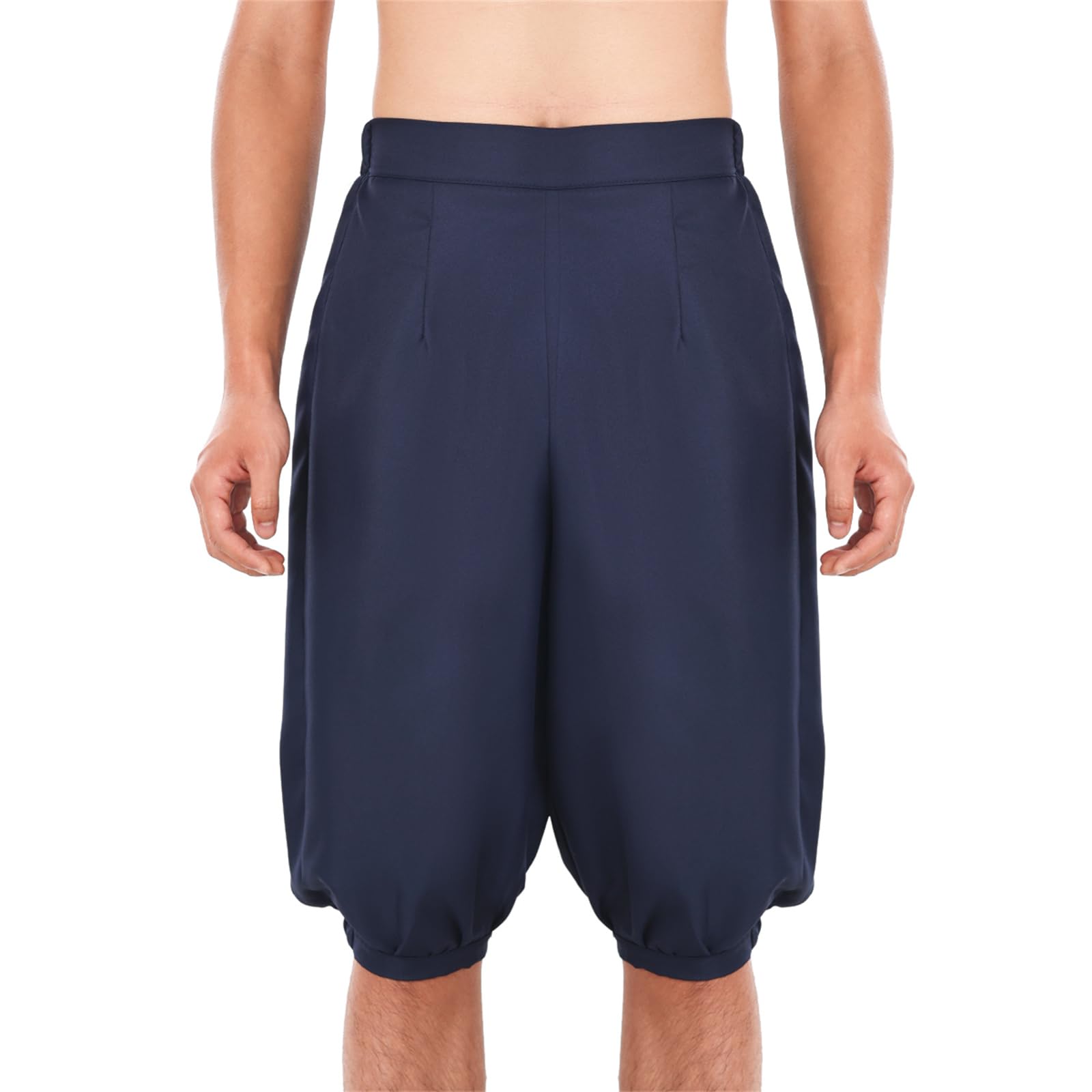 BLESSUME Vintage Trousers Men Viking Pants Fancy Costume (M,Dark Blue)