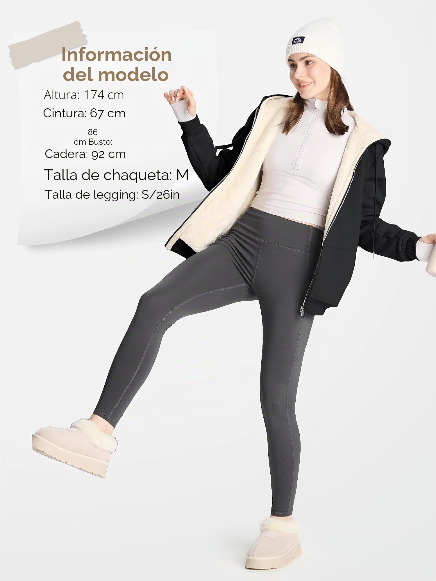 MOVE BEYOND Abrigos para Mujer en Invierno Chaqueta Sudadera con Capucha de Forro Cálido Térmico y Cierre de Cremallera Termica Fleece Chamarras