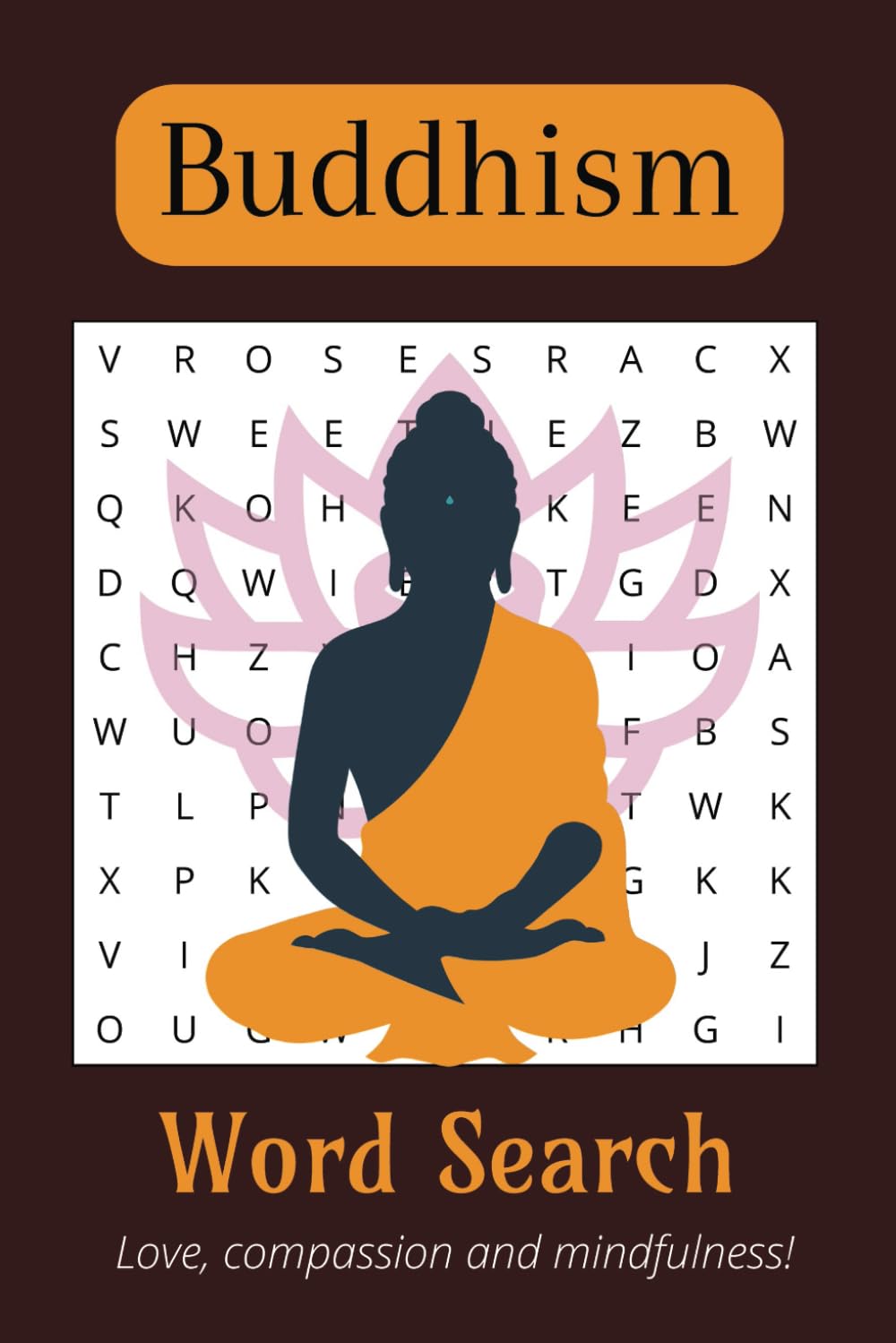 Word Search about Buddhism, The Middle Path, Dharma: Mindfulness, Middle Path, Meditative, Peace, Relaxation