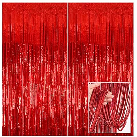 ZYOOO 2 Stück Folienvorhänge Rot Cover