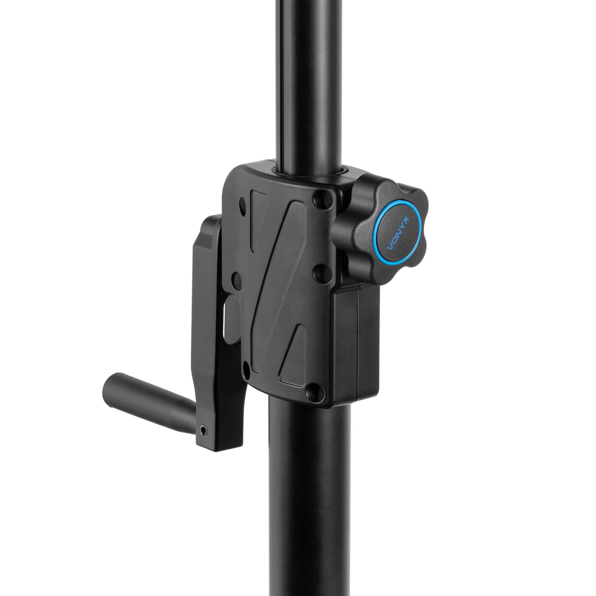 Pack de 2 Pieds d’Enceintes Vonyx LS93 - Wind-Up Réglables 134 à 205 cm | Capacité 70 kg/Pied | Support Haut-Parleur Pro pour DJ, Scène & Événementiel