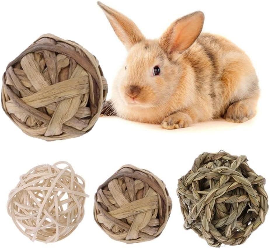 1/3/6 Pcs Natural Chew Activity Toys Chew Grass Balls & Rolling Chew Toys for Bunny, Improve Pets Dental Health for Rabbit, Chinchilla(6PCS)