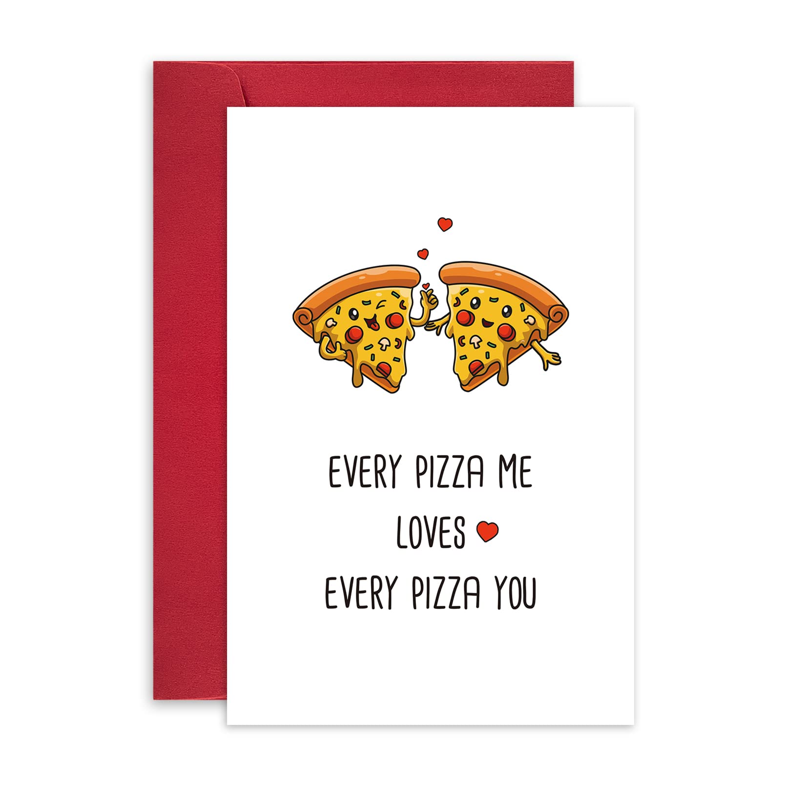 Leinessy Cute Valentines Day Card, Vday Card for Husband Wife Kids, Every Pizza Me Loves Every Pizza You