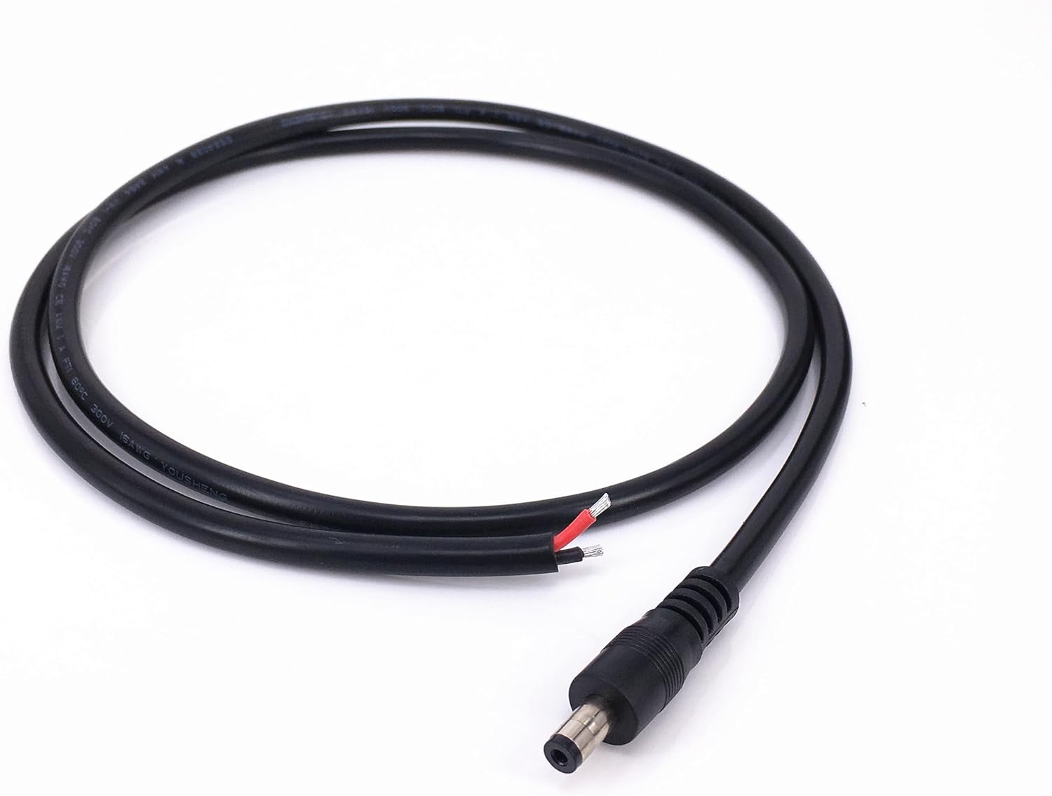 2pcs 3.28FT DC Power Pigtails Cable DC 5.5MM x 2.1MM Male Plug to Bare Wire Open End Power Wire Supply Repair Cable, Barrel Connector Pigtail for CCTV Security Camera LED Strip Light 5V-24V Adapter - Image 4