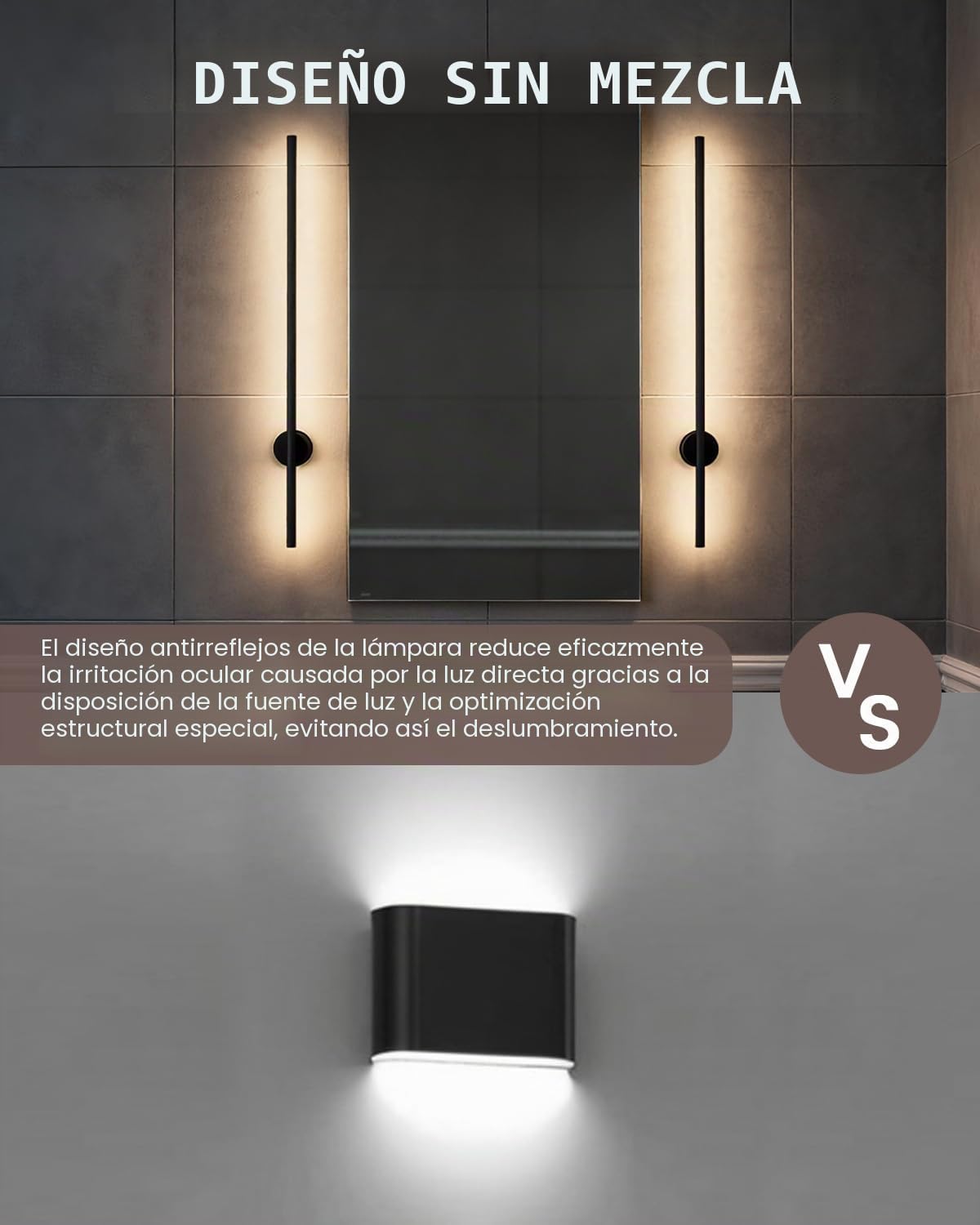 aplique de pared interior, apliques y aplique dormitorio, 90cm LED negro 4000K cálido (8.5W), giratoria, moderno, IP44 int/ext impermeable