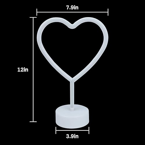 Miniatura 3 de KAQ - Letreros de neón con forma de corazón, funciona con pilas y USB, para dormitorio, fiesta, lámpara de decoración de San Valentín, decoración de