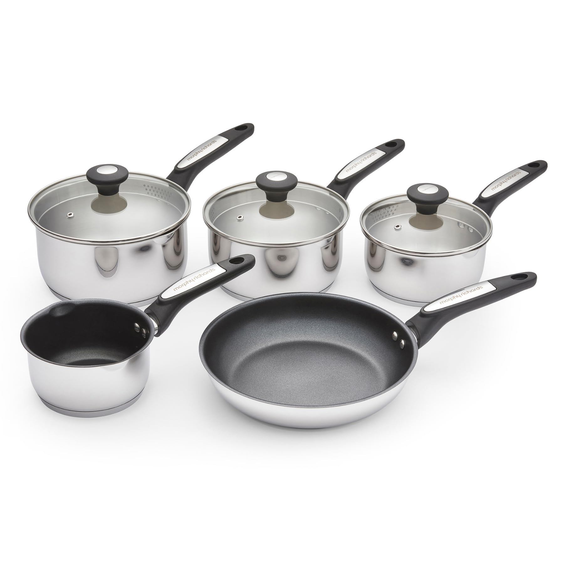 Morphy Richards 5 Piece Stainless Steel Saucepan Set with Pouring Spouts