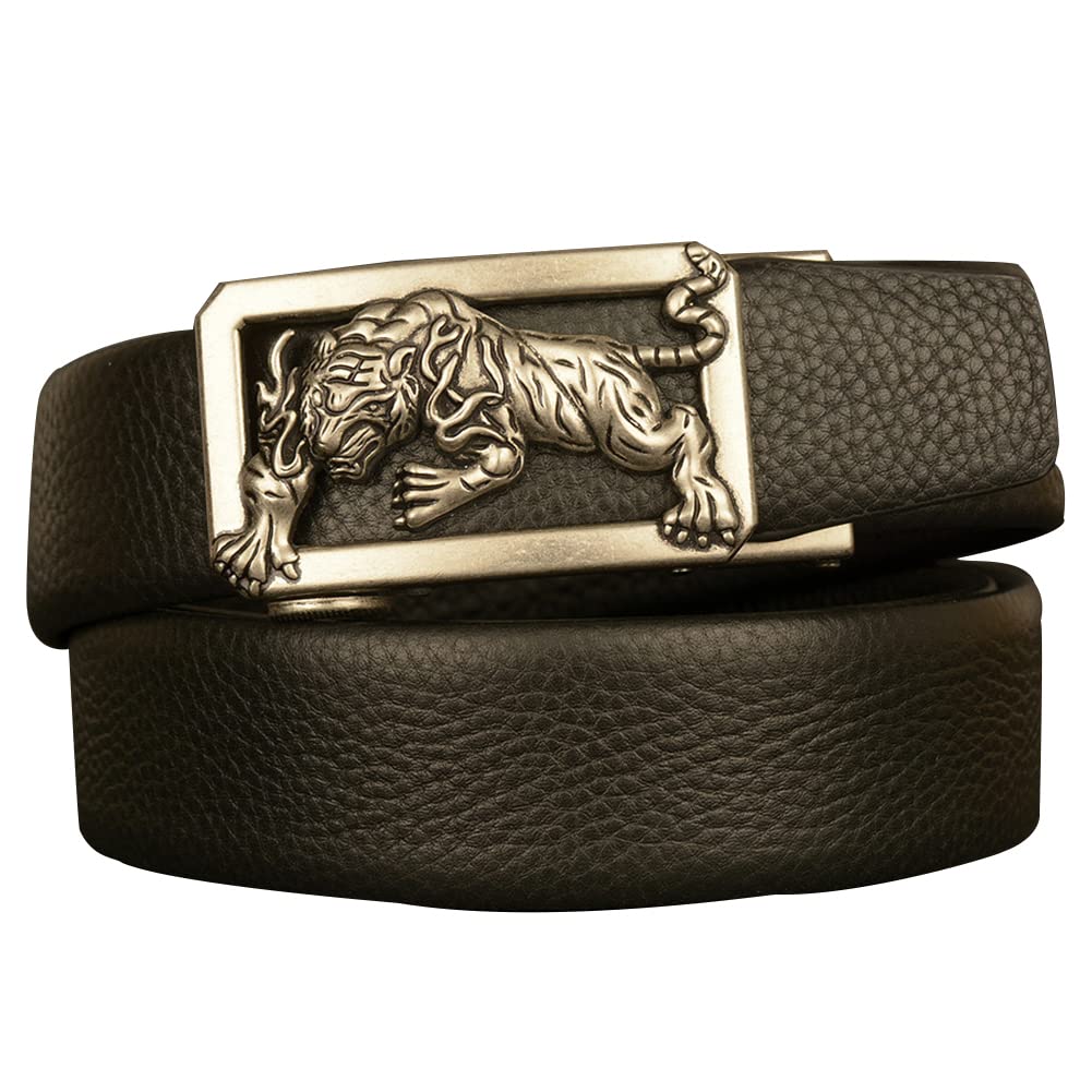 BDAYEK Men's Belt Men'S Leather Belt Floral Pattern Interchangeable Buckle Casual Ratchet(D,130Cm/51Inch)