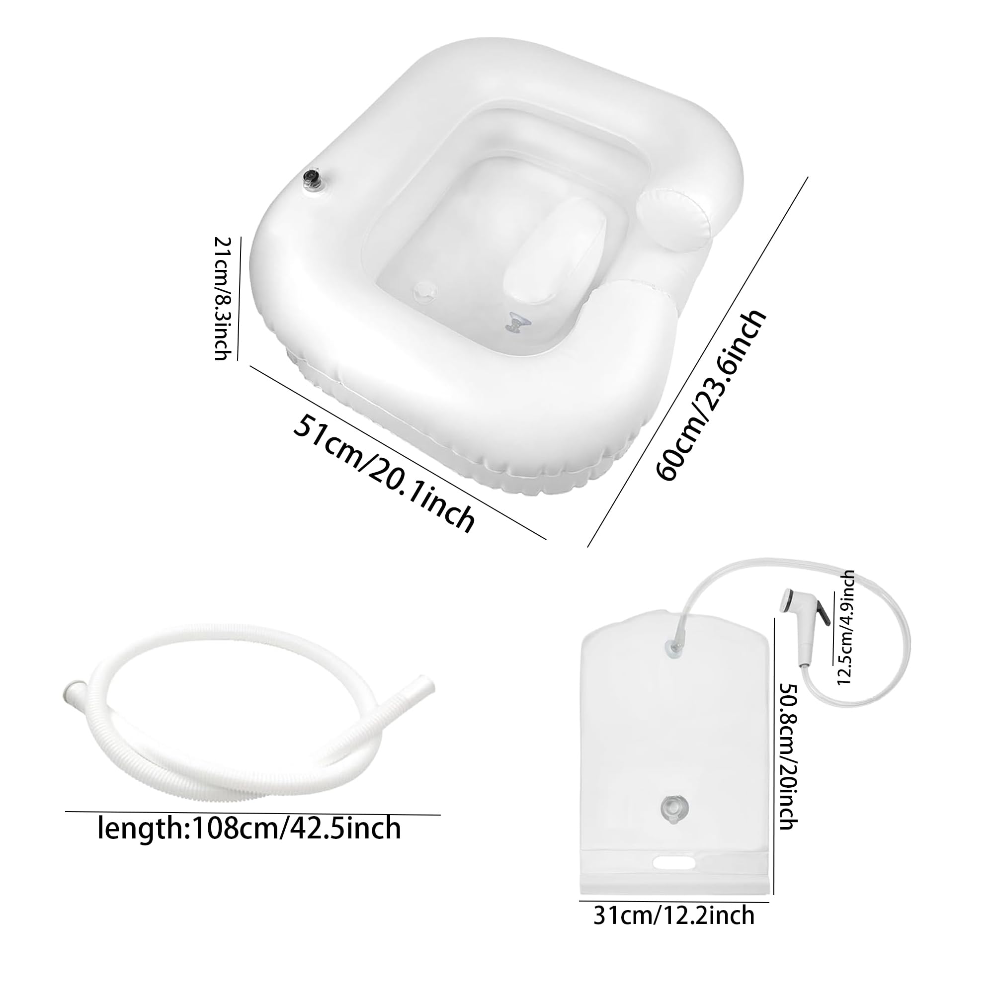 Lavabo Inflable Portatil,Lavacabezas Portatil Hinchable,Lavabo Inflable Para El Cabello,Lavacabezas Portati Peluqueríal,Lavacabezas Hinchable con tubo de Drenaje,Con bolsa de agua (A)